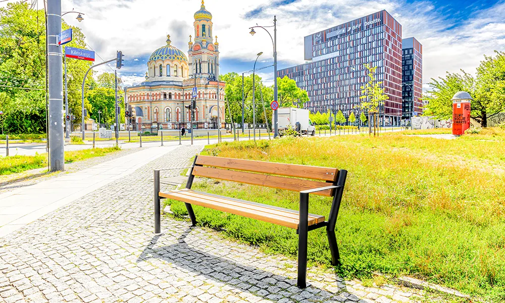 Ławka parkowa Gladiator z podłokietnikiem