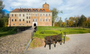 Ławka Agora z miejscem na wózek inwalidzki